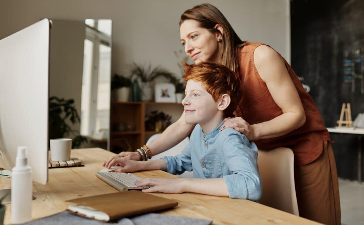 Homeschooling mother and son co-parenting during a pandemic