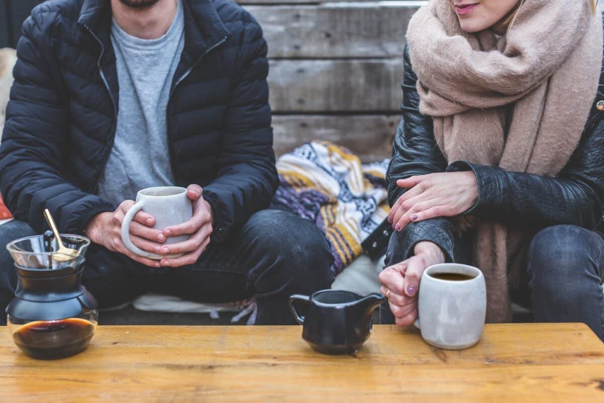 Couple having coffee and talking about divorce regrets